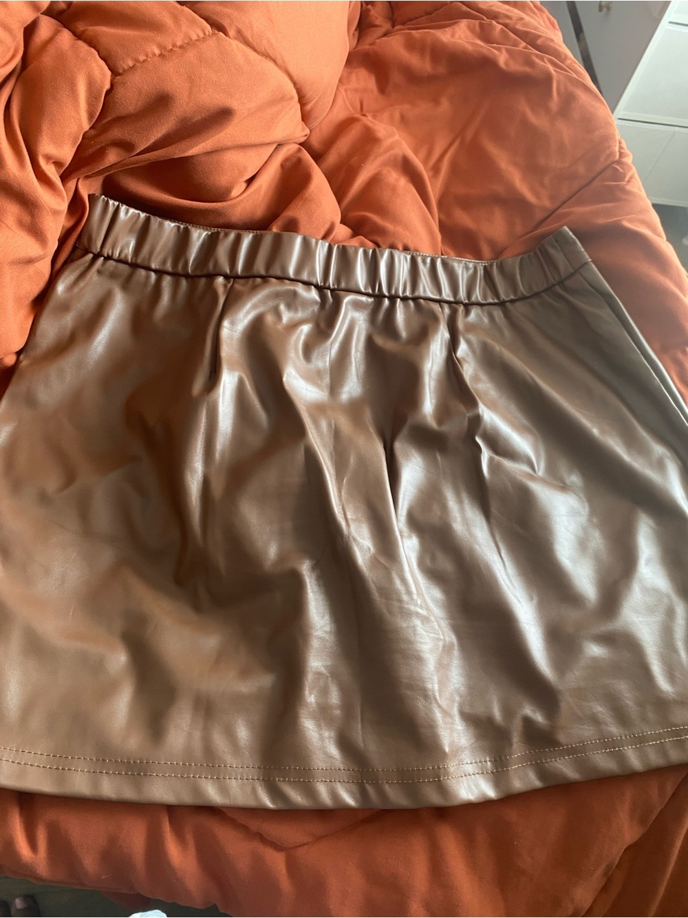 SHEIN Brown Faux Leather Mini Skirt